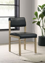 Kehoe Upholstered Dining Side Chairs, Set of 2 - Mid-Century Black Leatherette with Natural Oak or Walnut Frame – view 1