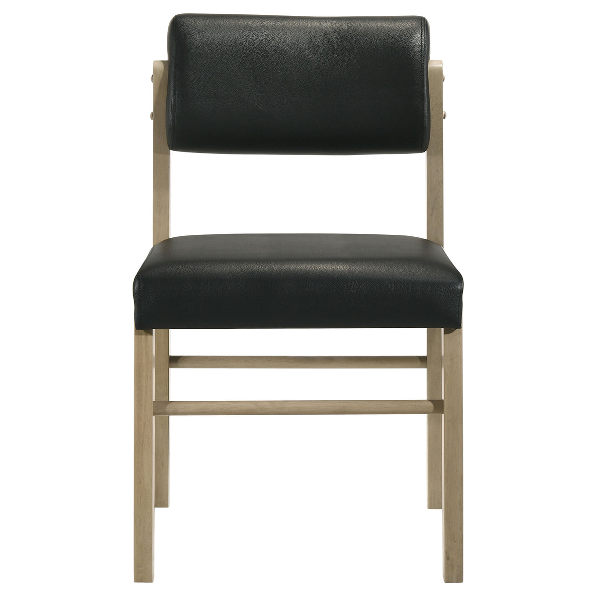 Kehoe Upholstered Dining Side Chairs, Set of 2 - Mid-Century Black Leatherette with Natural Oak or Walnut Frame – view 5