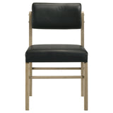 Kehoe Upholstered Dining Side Chairs, Set of 2 - Mid-Century Black Leatherette with Natural Oak or Walnut Frame – view 5