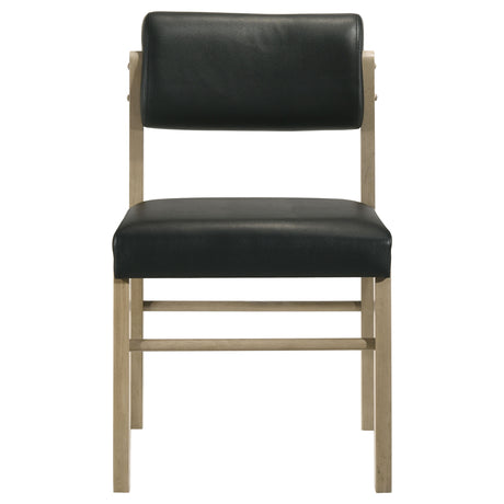 Kehoe Upholstered Dining Side Chairs, Set of 2 - Mid-Century Black Leatherette with Natural Oak or Walnut Frame – view 5