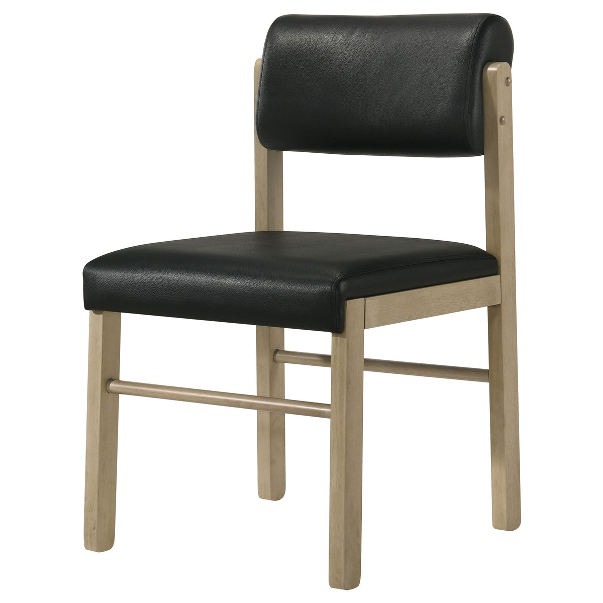 Kehoe Upholstered Dining Side Chairs, Set of 2 - Mid-Century Black Leatherette with Natural Oak or Walnut Frame – view 6
