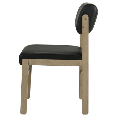 Kehoe Upholstered Dining Side Chairs, Set of 2 - Mid-Century Black Leatherette with Natural Oak or Walnut Frame – view 7