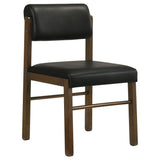 Kehoe Upholstered Dining Side Chairs, Set of 2 - Mid-Century Black Leatherette with Natural Oak or Walnut Frame – view 14