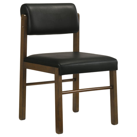 Kehoe Upholstered Dining Side Chairs, Set of 2 - Mid-Century Black Leatherette with Natural Oak or Walnut Frame – view 14