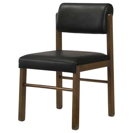 Kehoe Upholstered Dining Side Chairs, Set of 2 - Mid-Century Black Leatherette with Natural Oak or Walnut Frame – view 16