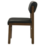 Kehoe Upholstered Dining Side Chairs, Set of 2 - Mid-Century Black Leatherette with Natural Oak or Walnut Frame – view 17