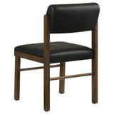 Kehoe Upholstered Dining Side Chairs, Set of 2 - Mid-Century Black Leatherette with Natural Oak or Walnut Frame – view 18