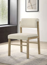 Kehoe Upholstered Dining Side Chairs (Set of 2) - Mid-Century Cream Fabric with Natural Oak or Walnut Legs – view 1