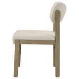Kehoe Upholstered Dining Side Chairs (Set of 2) - Mid-Century Cream Fabric with Natural Oak or Walnut Legs – view 7