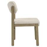 Kehoe Upholstered Dining Side Chairs (Set of 2) - Mid-Century Cream Fabric with Natural Oak or Walnut Legs – view 10