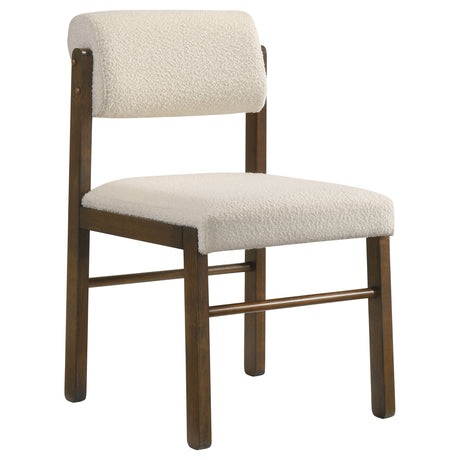 Kehoe Upholstered Dining Side Chairs (Set of 2) - Mid-Century Cream Fabric with Natural Oak or Walnut Legs – view 15