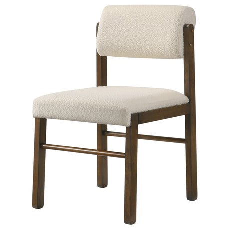 Kehoe Upholstered Dining Side Chairs (Set of 2) - Mid-Century Cream Fabric with Natural Oak or Walnut Legs – view 17