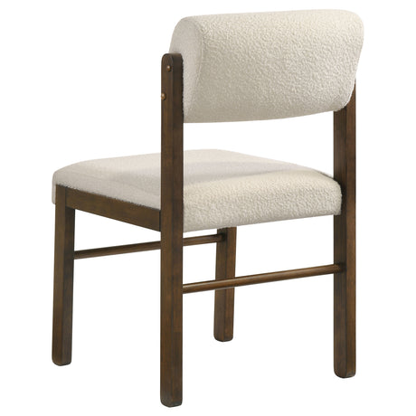 Kehoe Upholstered Dining Side Chairs (Set of 2) - Mid-Century Cream Fabric with Natural Oak or Walnut Legs – view 19