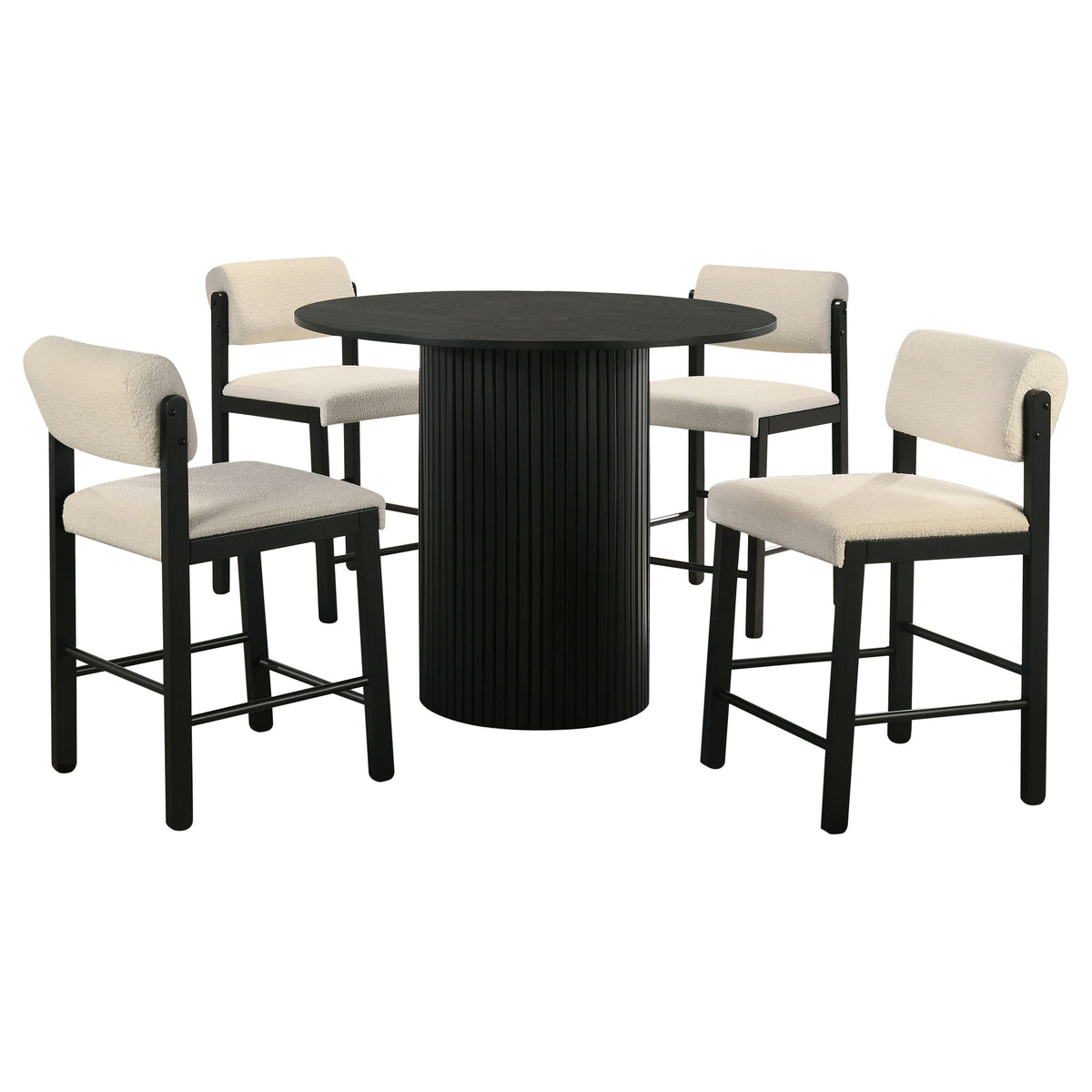 Hamlyn 43" Round Counter Height Dining Table & 5-Piece Sets - Black Fluted Pedestal with Upholstered Chairs – view 13