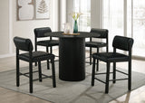 Hamlyn 43" Round Counter Height Dining Table & 5-Piece Sets - 5pcs- Table + 4 Black Leatherette Chairs