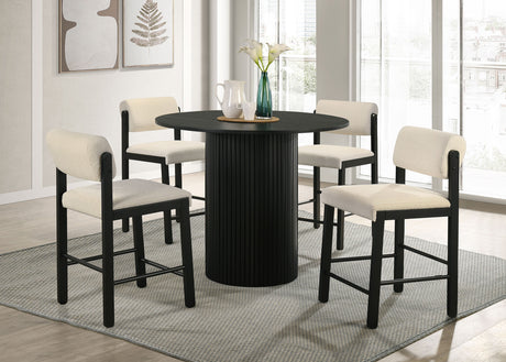 Hamlyn 43" Round Counter Height Dining Table & 5-Piece Sets - Black Fluted Pedestal with Upholstered Chairs – view 10