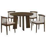 Strouse 47" Round Pedestal Dining Table & 5-Piece Sets - Walnut with Spindle, Upholstered or Velvet Chairs – view 19