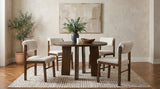 Strouse 47" Round Pedestal Dining Table & 5-Piece Sets - 5pcs- Table + 4 Cream Upholstered Chairs