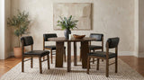 Strouse 47" Round Pedestal Dining Table & 5-Piece Sets - 5pcs- Table + 4 Black Leatherette Chairs