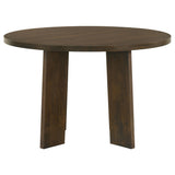 Strouse 47" Round Pedestal Dining Table & 5-Piece Sets - Walnut with Spindle, Upholstered or Velvet Chairs – view 8