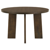 Strouse 47" Round Pedestal Dining Table & 5-Piece Sets - Walnut with Spindle, Upholstered or Velvet Chairs – view 9