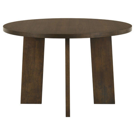 Strouse 47" Round Pedestal Dining Table & 5-Piece Sets - Walnut with Spindle, Upholstered or Velvet Chairs – view 9