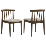 Cullen Mid-Century Spindle Back Dining Chairs (Set of 2) - Walnut / Wheat