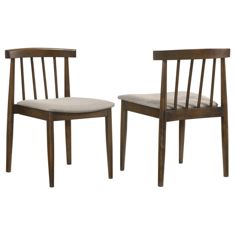 Cullen Mid-Century Spindle Back Dining Chairs (Set of 2) - Walnut / Wheat