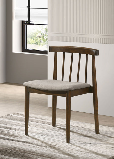 Cullen Mid-Century Spindle Back Dining Chairs (Set of 2) - Wheat Upholstered Seat, Natural Oak or Walnut – view 14
