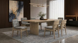 Decker 82" Slab-Top Dining Table & 7-Piece Sets - 7pcs- Table + 6 Grey Channel-Tufted Chairs