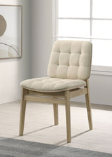 Redbridge Channel-Tufted Velvet Dining Side Chairs (Set of 2) - Cream with Natural Oak or Walnut Frame – view 1