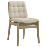 Redbridge Channel-Tufted Velvet Dining Side Chairs (Set of 2) - Cream with Natural Oak or Walnut Frame – view 5