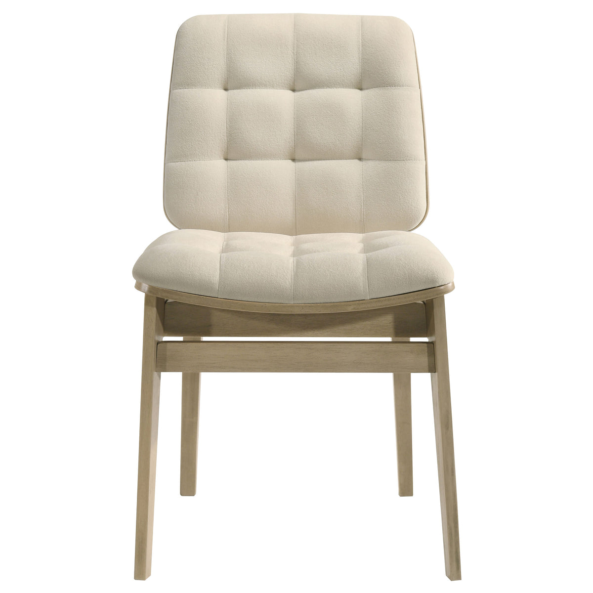 Redbridge Channel-Tufted Velvet Dining Side Chairs (Set of 2) - Cream with Natural Oak or Walnut Frame – view 6