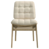 Redbridge Channel-Tufted Velvet Dining Side Chairs (Set of 2) - Cream with Natural Oak or Walnut Frame – view 6