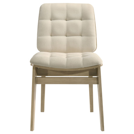 Redbridge Channel-Tufted Velvet Dining Side Chairs (Set of 2) - Cream with Natural Oak or Walnut Frame – view 6