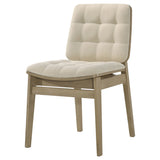 Redbridge Channel-Tufted Velvet Dining Side Chairs (Set of 2) - Cream with Natural Oak or Walnut Frame – view 7