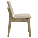 Redbridge Channel-Tufted Velvet Dining Side Chairs (Set of 2) - Cream with Natural Oak or Walnut Frame – view 11