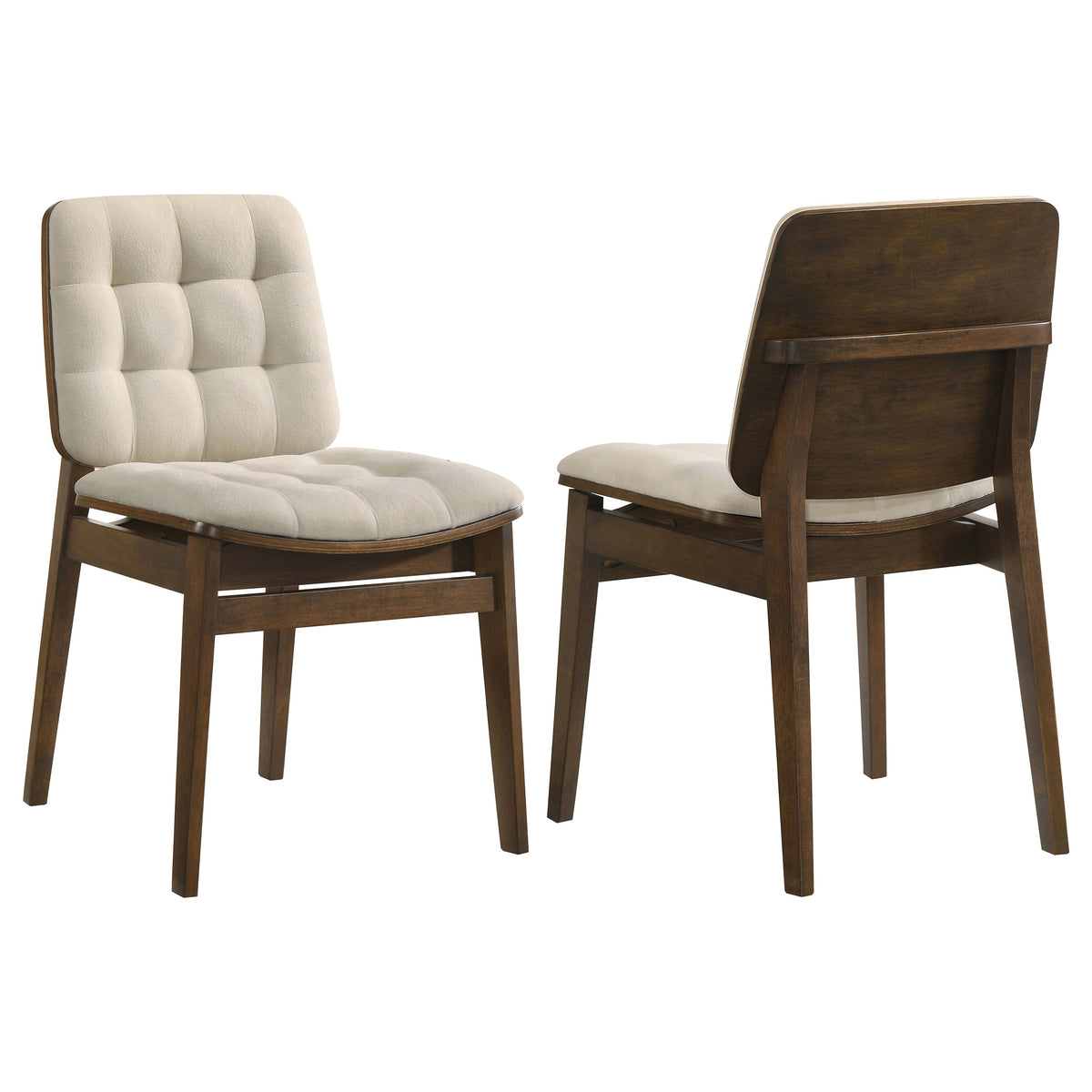 Redbridge Channel-Tufted Velvet Dining Side Chairs (Set of 2) - Walnut / Cream