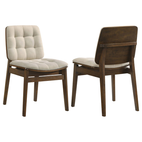 Redbridge Channel-Tufted Velvet Dining Side Chairs (Set of 2) - Walnut / Cream