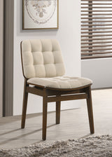Redbridge Channel-Tufted Velvet Dining Side Chairs (Set of 2) - Cream with Natural Oak or Walnut Frame – view 2