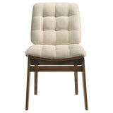 Redbridge Channel-Tufted Velvet Dining Side Chairs (Set of 2) - Cream with Natural Oak or Walnut Frame – view 15