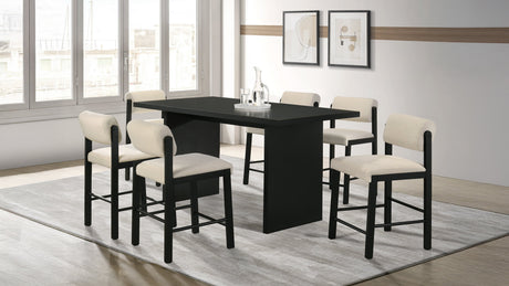 Decker 70" Counter Height Dining Table & 7-Piece Sets - 7pcs- Table + 6 Cream Upholstered Chairs