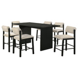 Decker 70" Counter Height Dining Table & 7-Piece Sets - Black Slab Top with Upholstered Counter Chairs – view 16