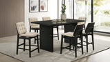 Decker 70" Counter Height Dining Table & 7-Piece Sets - 7pcs- Table + 6 Cream Channel-Tufted Chairs
