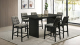 Decker 70" Counter Height Dining Table & 7-Piece Sets - 7pcs- Table + 6 Grey Channel-Tufted Chairs