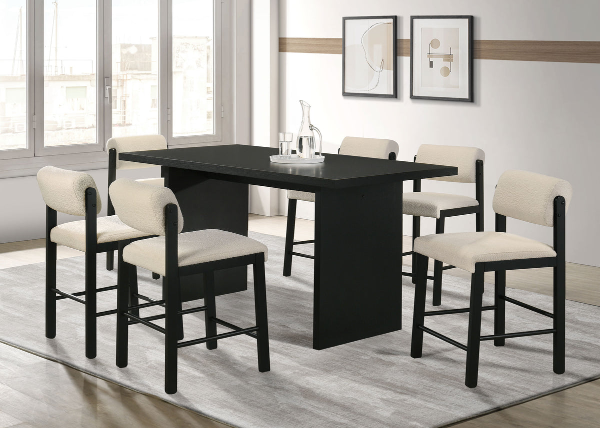 Decker 70" Counter Height Dining Table & 7-Piece Sets - Black Slab Top with Upholstered Counter Chairs – view 14