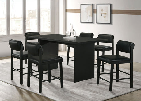 Decker 70" Counter Height Dining Table & 7-Piece Sets - Black Slab Top with Upholstered Counter Chairs – view 15