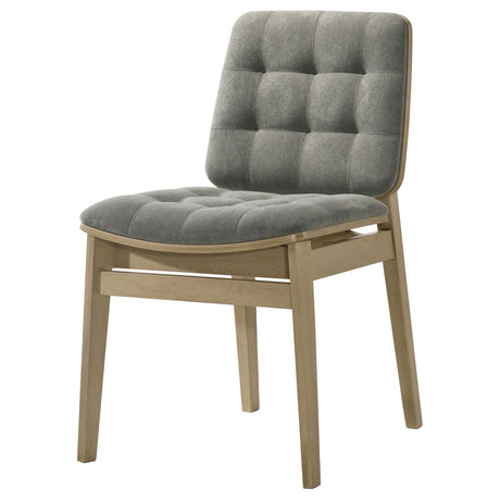 Redbridge Channel-Tufted Grey Velvet Dining Side Chairs (Set of 2) - Natural Oak or Walnut Wood Frame – view 6