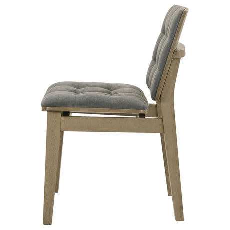 Redbridge Channel-Tufted Grey Velvet Dining Side Chairs (Set of 2) - Natural Oak or Walnut Wood Frame – view 7