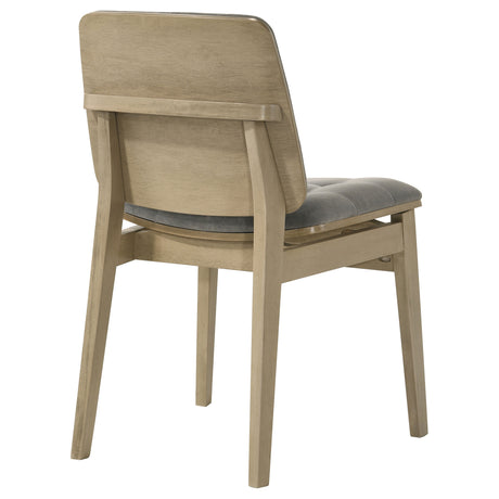 Redbridge Channel-Tufted Grey Velvet Dining Side Chairs (Set of 2) - Natural Oak or Walnut Wood Frame – view 9